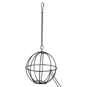 Voederbal metaal zwart 12 cm.