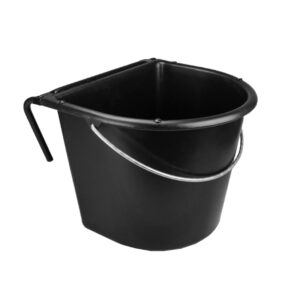 Voerbak 15 ltr met gebogen ophang en hengsel zwart